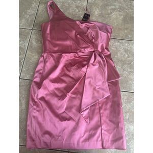 NWT $265 Lauren Ralph Lauren 12 One Shoulder Satin Pink Mini Dress Party Cocktai